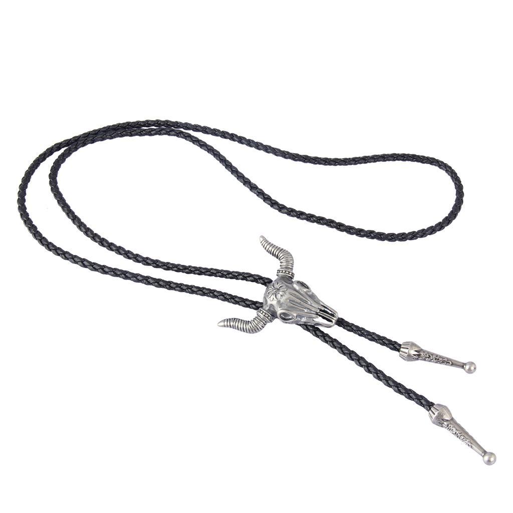 Western Cowboy Bolo Tie Rodeo  Leather Cord Pendant Necklace