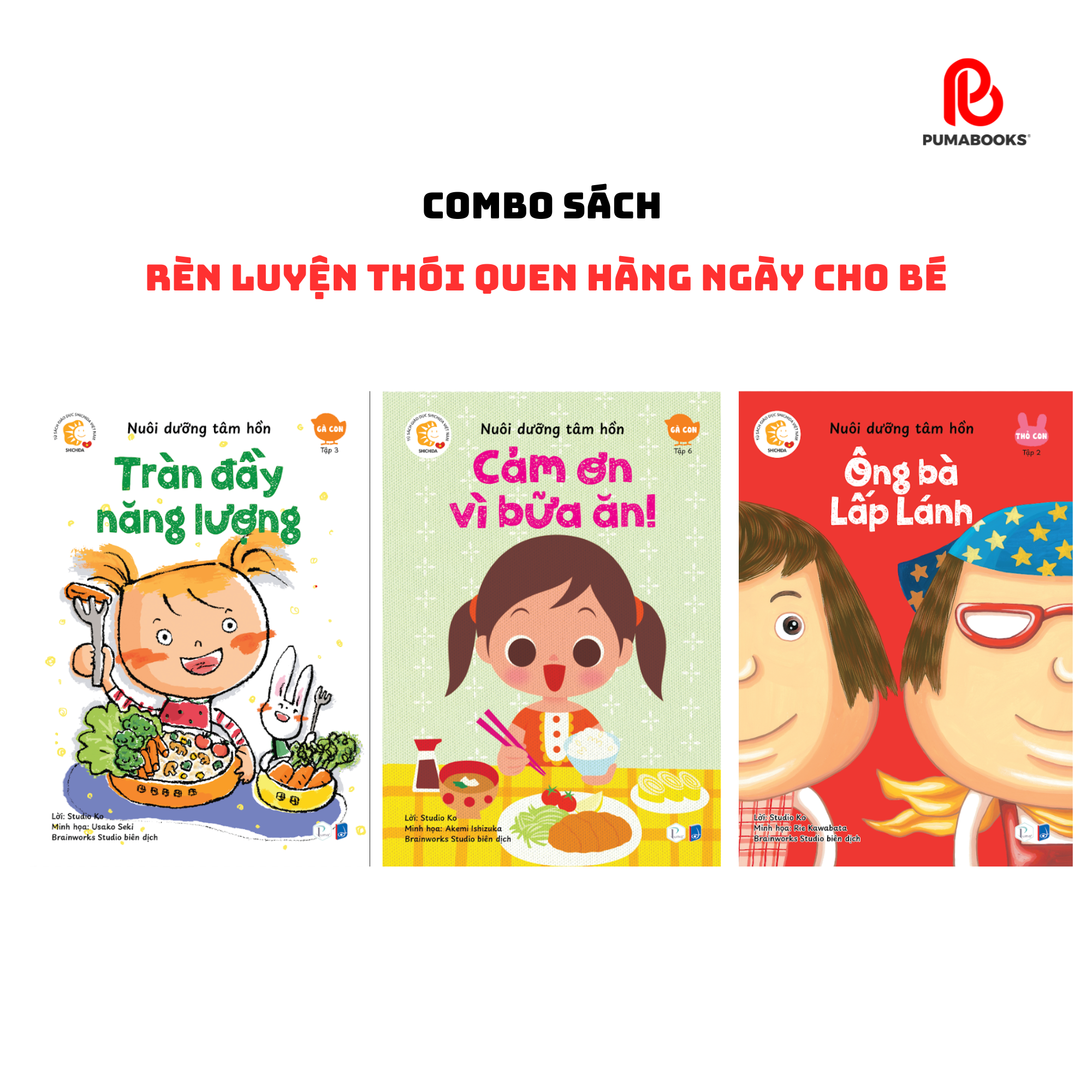 Combo 3 Cuốn Sách: Tràn đầy năng lượng, Cảm ơn vì bữa ăn!, Ông bà Lấp Lánh (Rèn luyện thói quen hàng ngày cho bé)