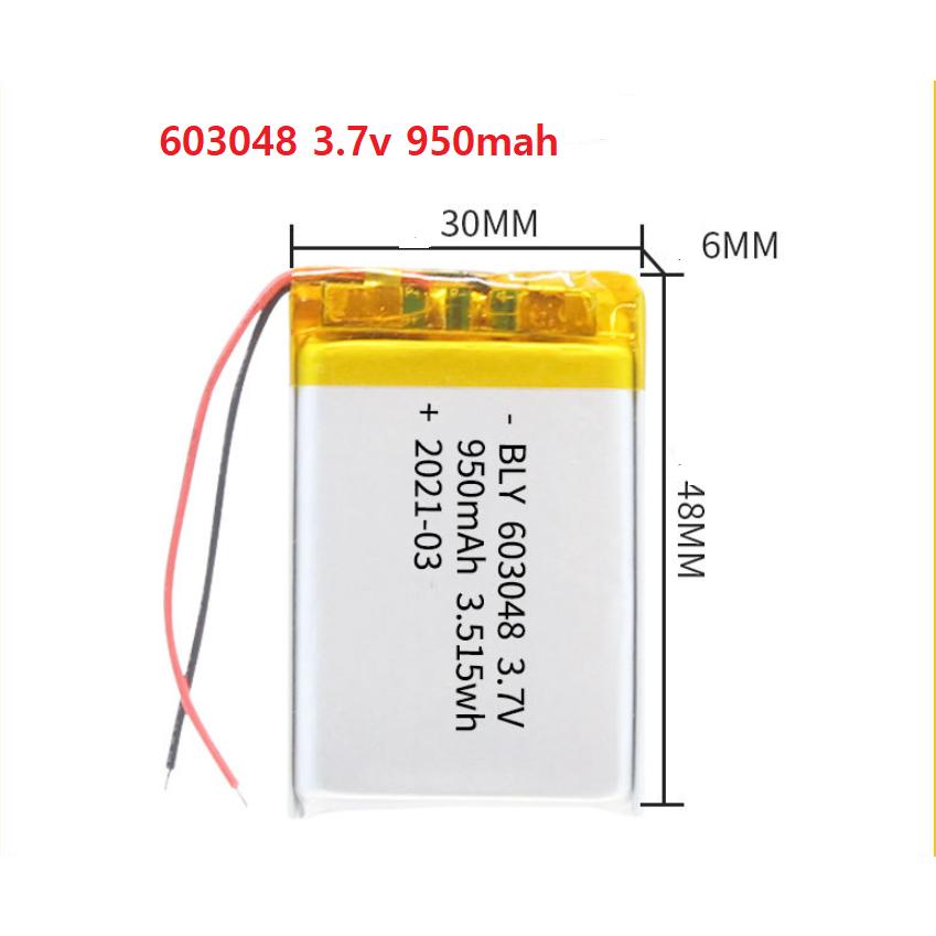 Pin Sạc Lithium Polymer 3.7V 950mah 603048 Cho tai nghe,loa Mp3 MP4 MP5 GPS PSP Bluetooth hàng mới