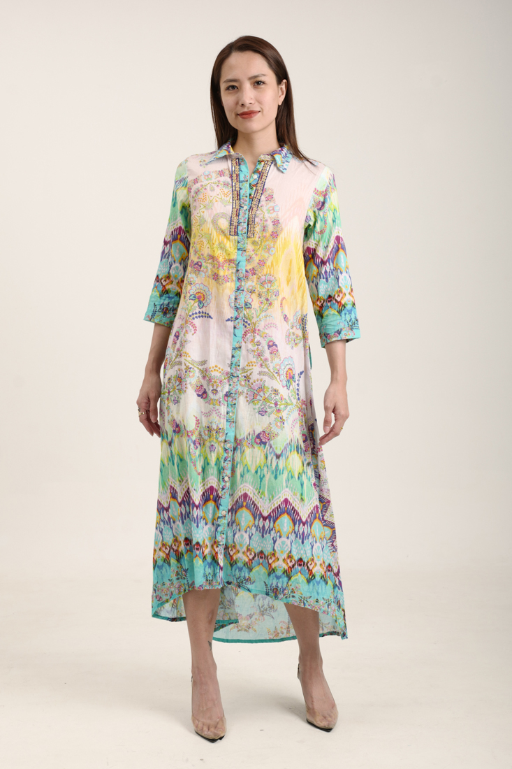 Maxi Sơ Mi Đính Kim Loại Cotton Isla Bonita IB28921-PR