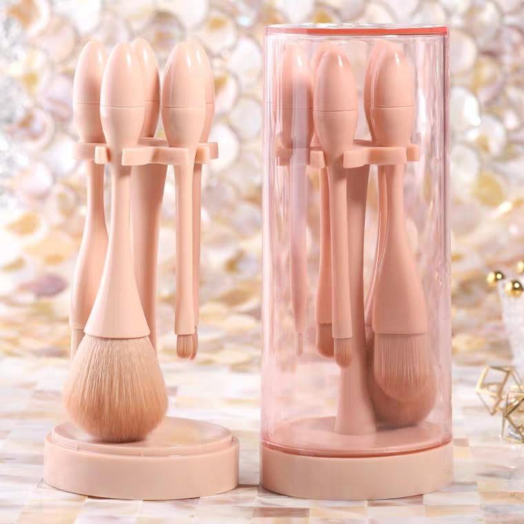 Cọ Trang Điểm 5 Cây Hồng NUDE Kèm Giá Đỡ &amp; Hộp