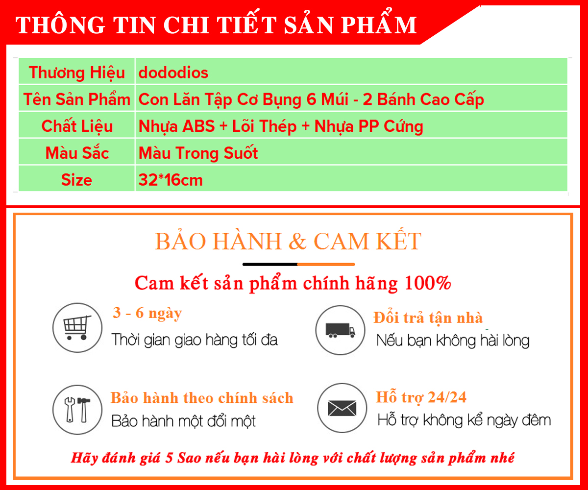 Con Lăn Tập Bụng 2 Bánh Cao Cấp Chính Hãng Dododios – Kèm Thảm Lót – Dụng Cụ 2 Bánh Tập Cơ Bụng 6 Múi Bọc ABS Dẻo Bám Sàn