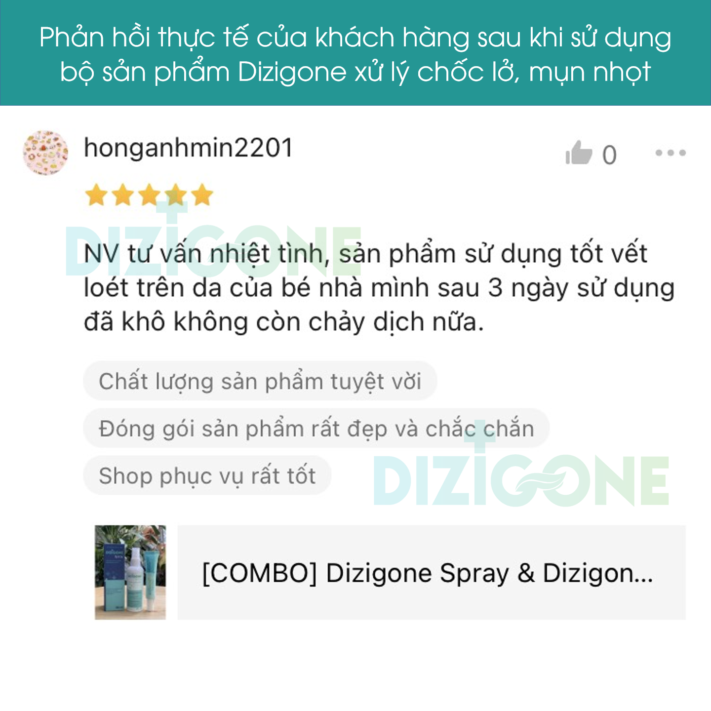 Xịt kháng khuẩn DIZIGONE chăm sóc tổn thương lành nhanh, không đau xót, tái tạo da, ngăn ngừa sẹo - 3 chai 100ml