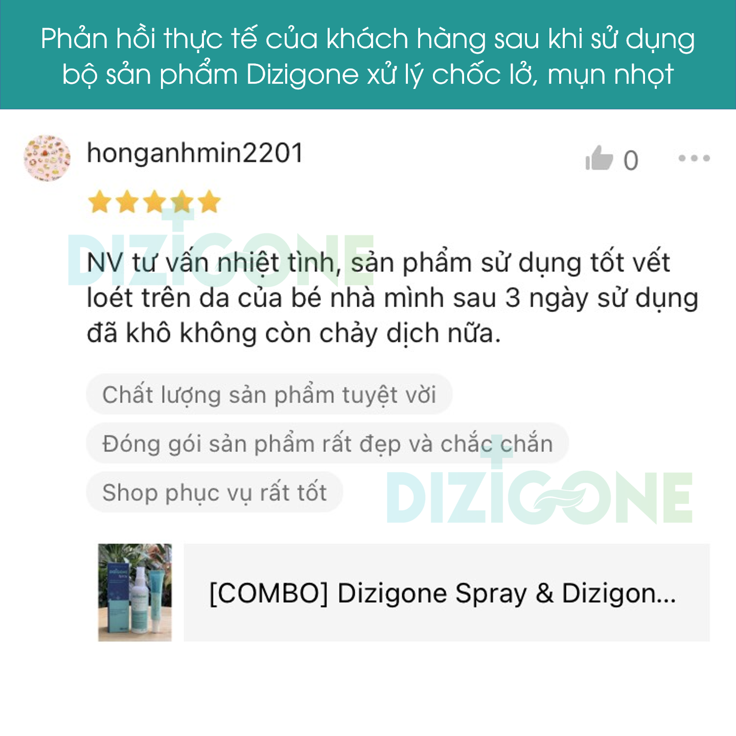 [Bộ đôi] Xịt kháng khuẩn DIZIGONE chăm sóc tổn thương lành nhanh, không đau xót, tái tạo da, ngăn ngừa sẹo (2 chai x 100ml)