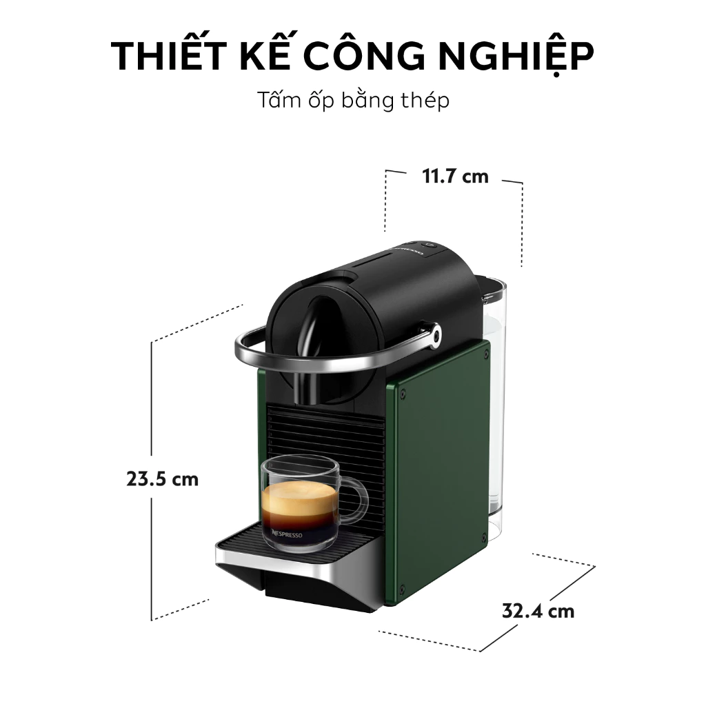 Máy pha cà phê Nespresso Pixie Xanh Lá Đậm - Hàng chính hãng