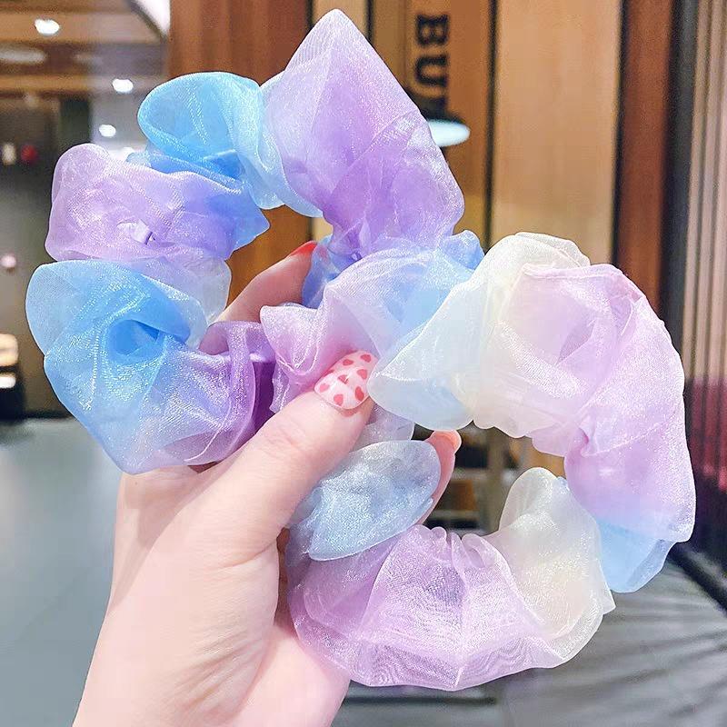 Cột tóc hottrend Scrunchies bản to kim tuyến cầu vồng búi tóc đẹp kiểu Hàn Quốc Tatitava