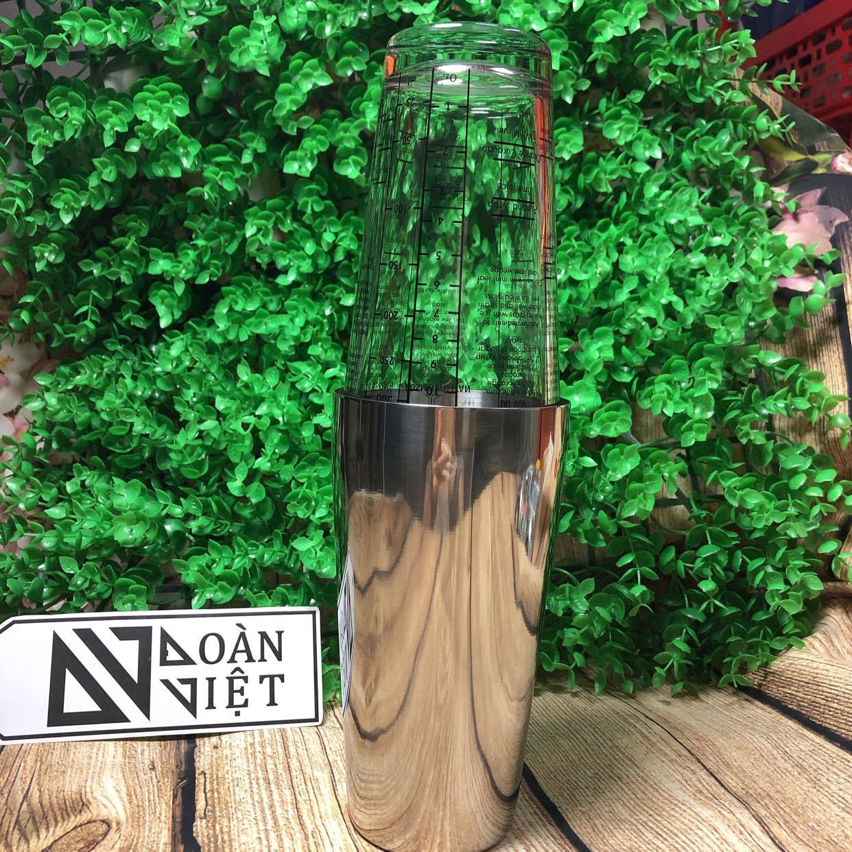 Bình Lắc Boston 2 Mảnh INOX - THUỶ TINH. Bình Lắc Cocktail có chia Vạch định lượng - Dụng Cụ Pha Chế, Dụng Cụ Quầy Bar