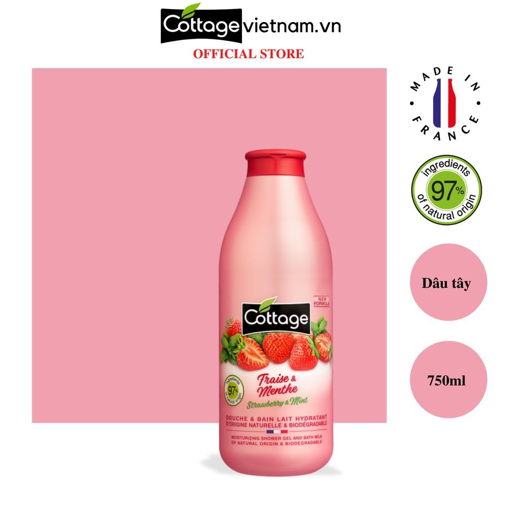 Combo Hộp Quà Tặng 2 Món sữa tắm Dưỡng ẩm Cottage 560ml Hoa Nhài và 750ml Hương Dâu Tây