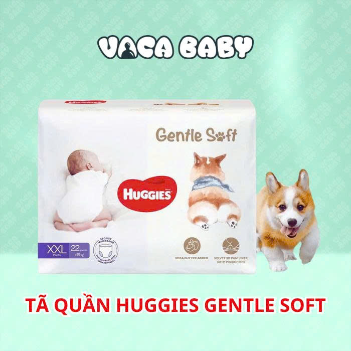 Tã bỉm QUẦN Huggies Gentle Soft - Corgi miếng êm mềm nâng niu làn da bé Size XXL22 miếng
