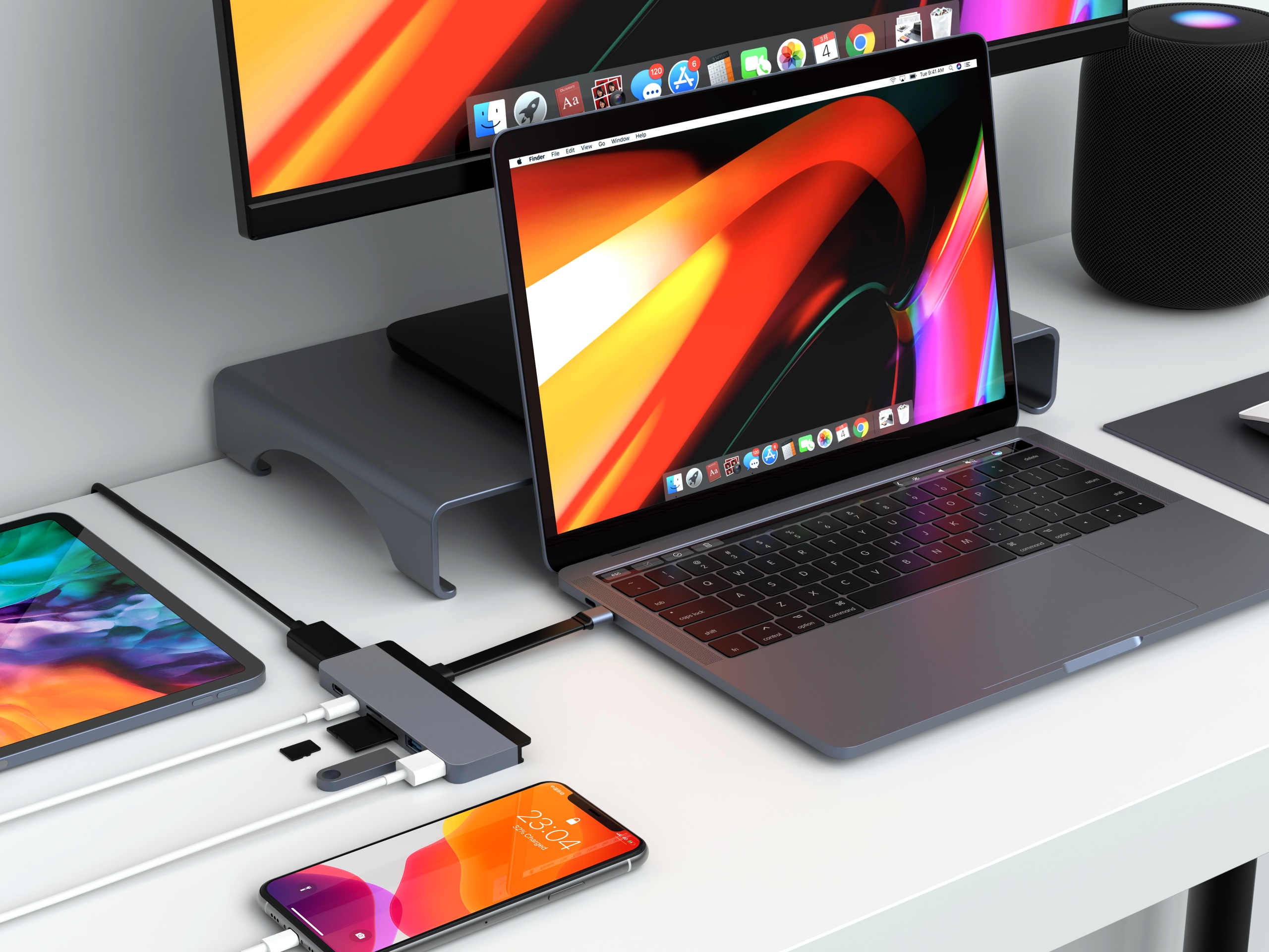 Cổng Chuyển Đổi HYPERDRIVE DUO 7-IN-2 HDMI 4K60HZ With Cable USB-C HUB FOR MACBOOK/IPADPRO/LAPTOP/SMARTPHONE -HD28C- GR - Hàng Chính Hãng