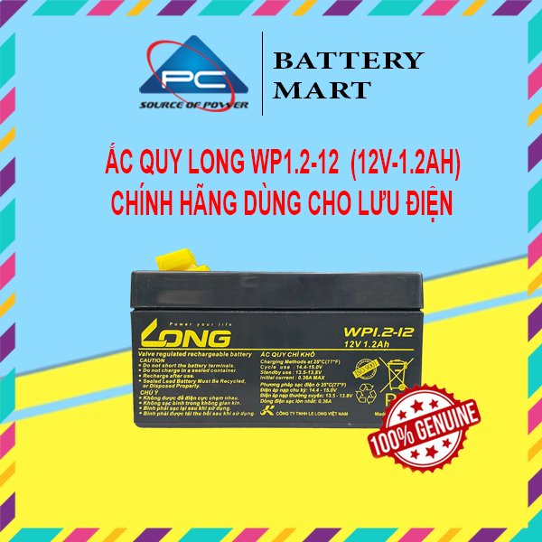 Ắc Quy LONG WP1.2-12 12V 1.2AH Chính Hãng Dùng Cho Lưu Điện Cửa Cuốn, Cân Điện Tử, UPS,...