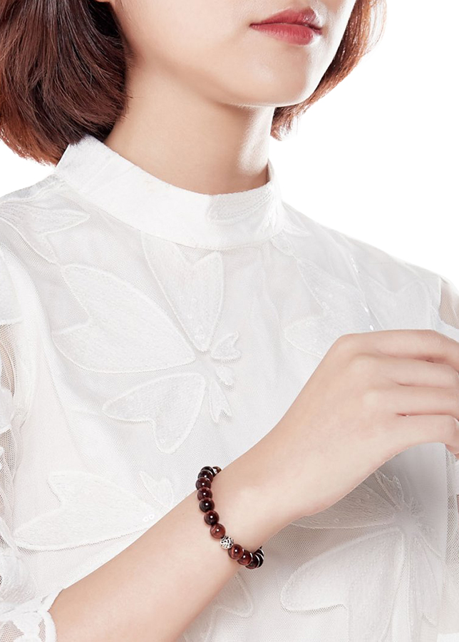 Vòng Thạch Anh Mắt Hổ Đỏ Phối Mắt Hổ Vàng Bạc 925 Ngọc Quý Gemstones VT13