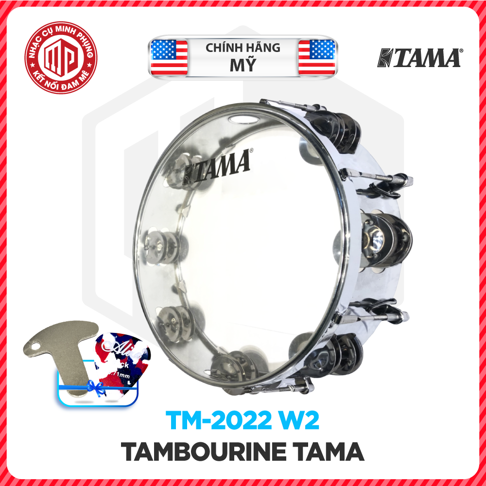 Trống lắc tay, Lục lạc gõ bo, Tunable Tambourine - Tama TMT-10  - Màu trong suốt  - Hàng chính hãng