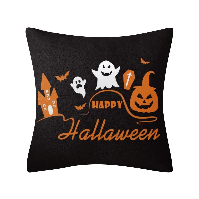 4 Halloween Đệm, Cam Và Đen Halloween Trang Trí Sân Vườn Đệm Happy Halloween Đệm Bông 45x45cm