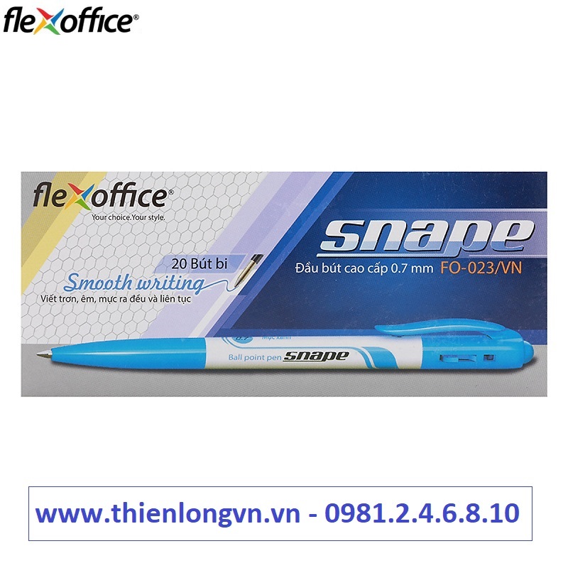 Hộp 20 cây bút bi Flexoffice FO-023 mực xanh