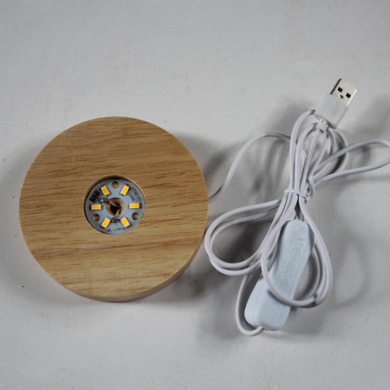 3xLED Night Light Base Acrylic Display Holder Lamp for Crystals White Light