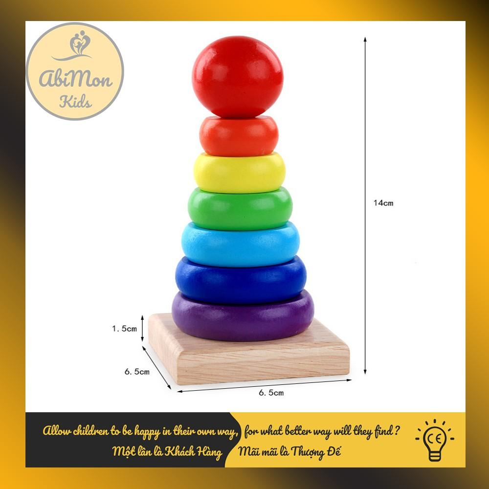Bộ Xếp Tháp Cầu Vồng Bằng Gỗ Cho Bé ️ Montessori cao cấp