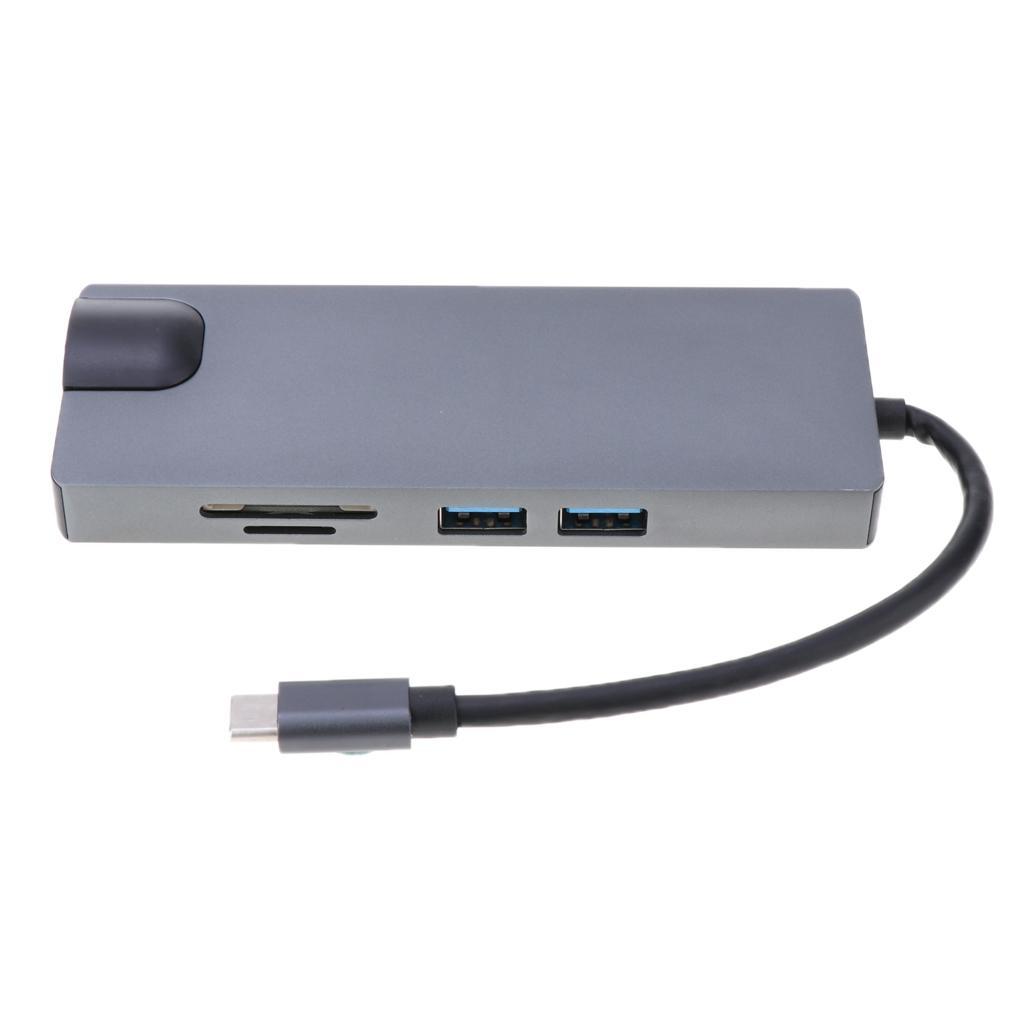 USB C Hub 8-in-1 Type C Card Reader 4K HDMI&VGA for Macbook/Type C Laptops