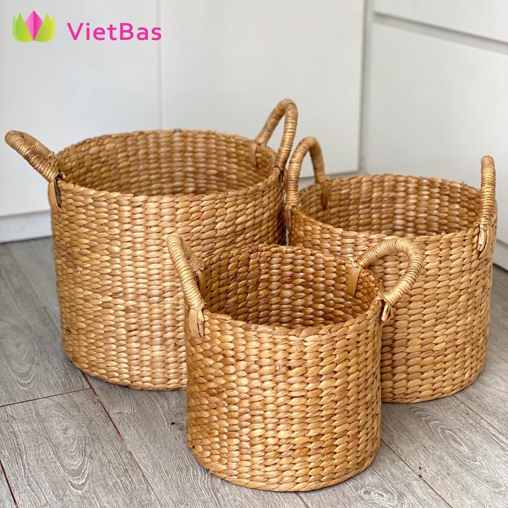 VIETBAS Giỏ lục bình đựng đồ, decor trang trí nhà cửa, giỏ bèo đựng đồ