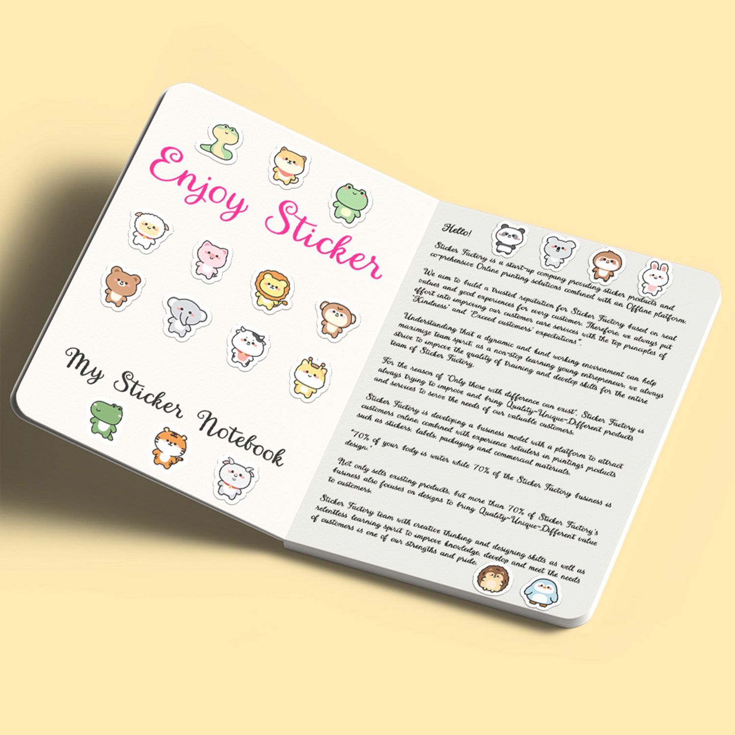 ES07 Cute Animal Enjoy sticker sheet hình dán chống thấm nước Made in Vietnam Sticker Factory