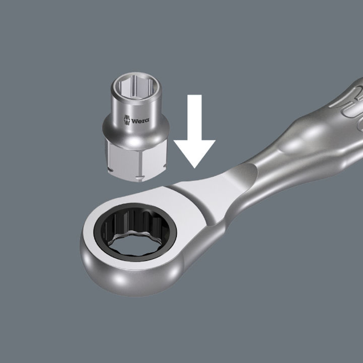 Cần tròng cóc 8005 Zyklop Mini 2 Ratchet dài 107mm lắp trực tiếp các đầu tuýp 8790 FA Zyklop socket Wera 05003660001