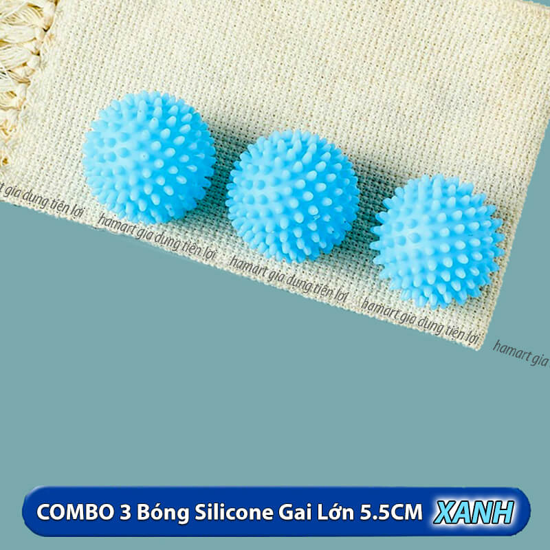 COMBO 3 Bóng Giặt Silicon Cầu Gai Chống Nhăn Quần Áo Quả Banh To 5.5CM Hamart Giặt Sạch Vượt Trội