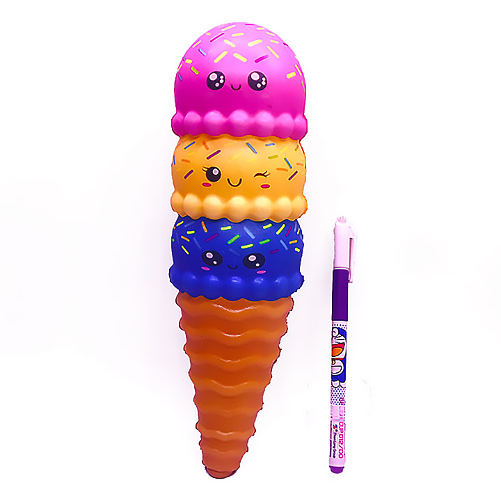 Squishy kem ốc quế ba tầng size 24cm, squishy chậm tăng - Giao màu ngẫu nhiên