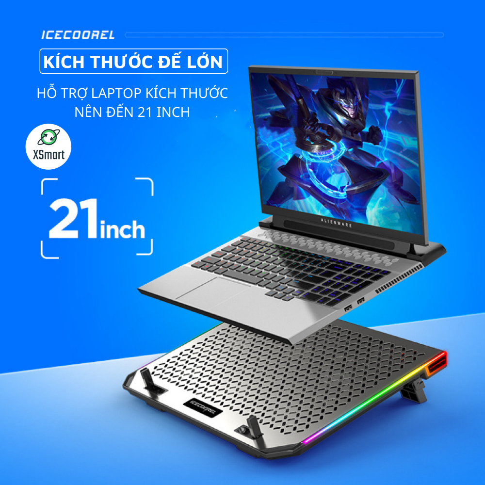 Đê Tản Nhiệt Laptop Máy Tính A17 Pro Hợp Kim Nhôm Cao Cấp, Led RGB 10 Chế Độ, Hệ Thống 6 Quạt Gió Làm Mát Nhanh, Vận Hành Êm Ái Không Gây Ồn Khi Làm Việc-Hàng Chính Hãng