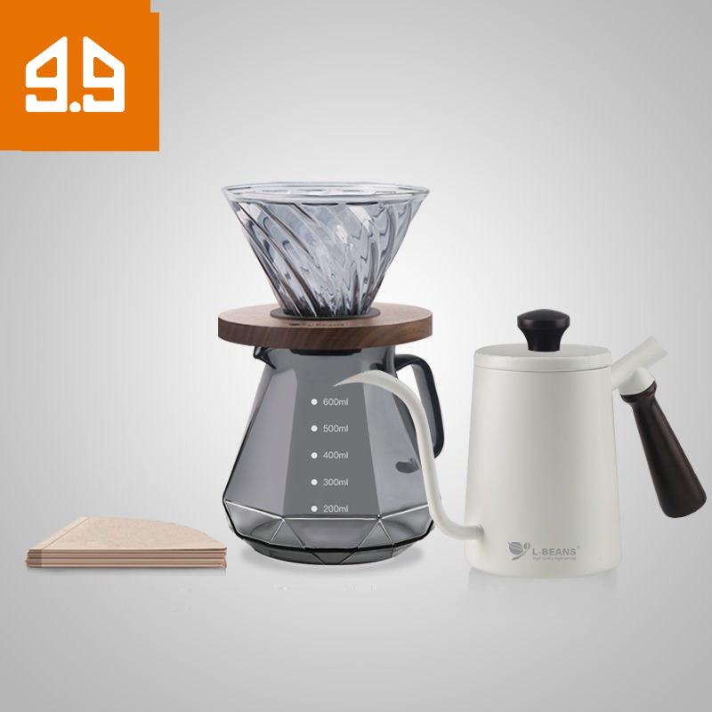 Bộ kết hợp cà phê pha cà phê bằng tay kim cương đen bằng thép không gỉ L-Beans