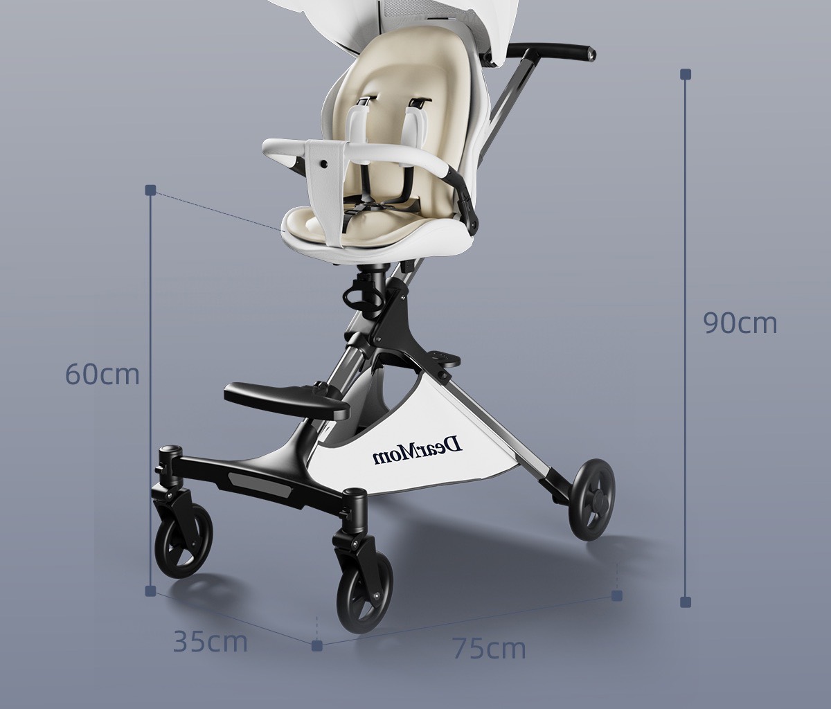 Xe đẩy du lịch gấp gọn DEARMOM CROM dùng cho bé từ sơ sinh đến 50KG