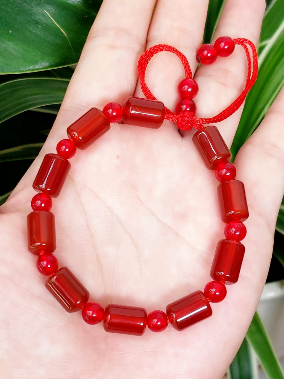 Vòng tay đá thạch anh đỏ đốt trúc phong thủy 8mm cho Nữ làm trang sức