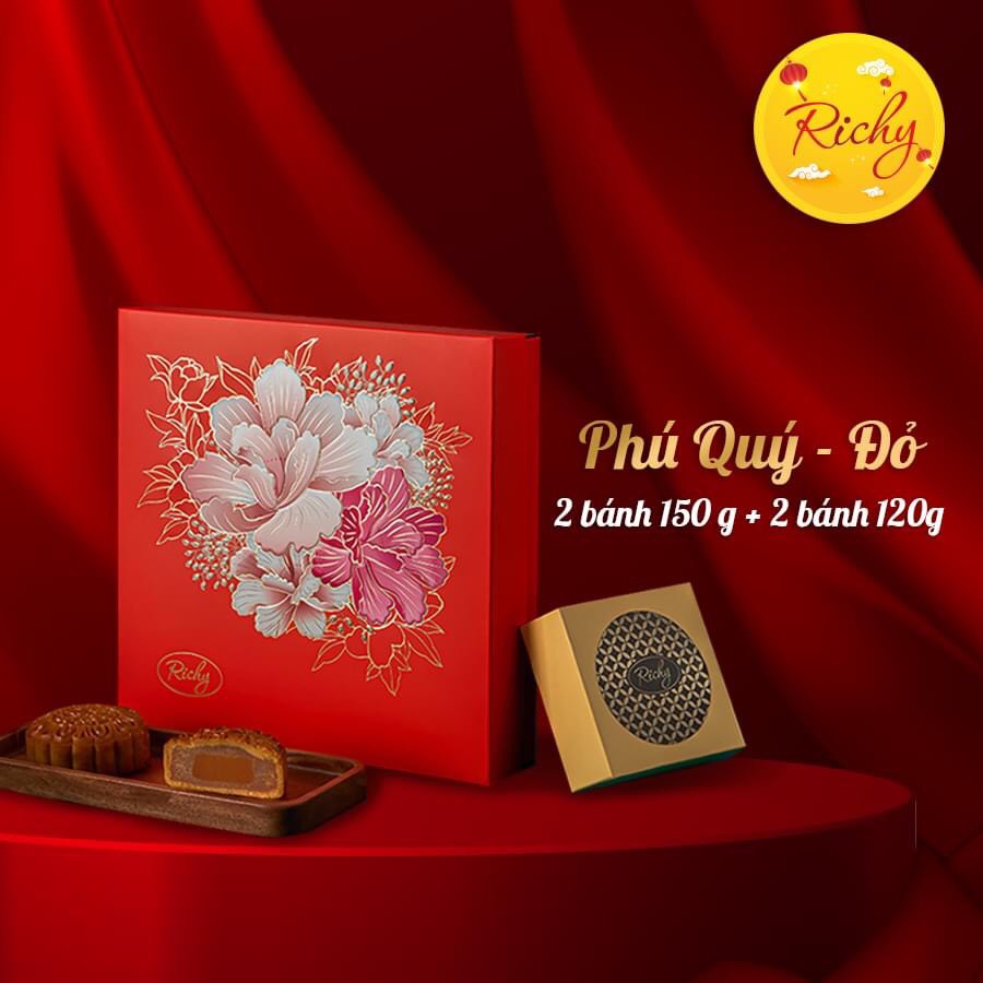 Bánh Trung Thu Richy - bộ Phú Qúy Đỏ hộp 4 bánh cao cấp