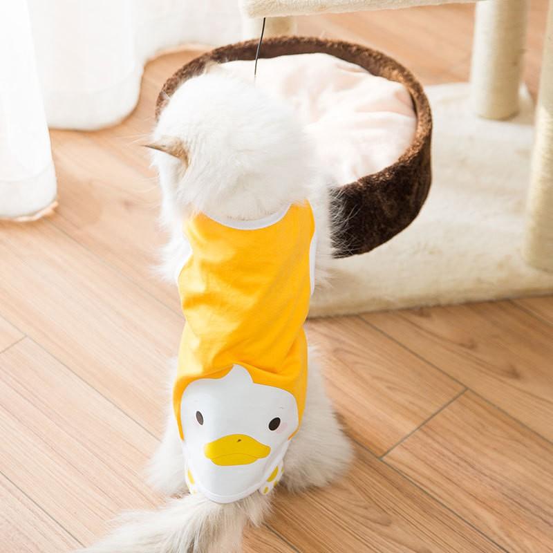 Áo cho mèo chó mùa xuân mùa hè chất cotton xịn dễ thương in hình chim cánh cụt -ttc01