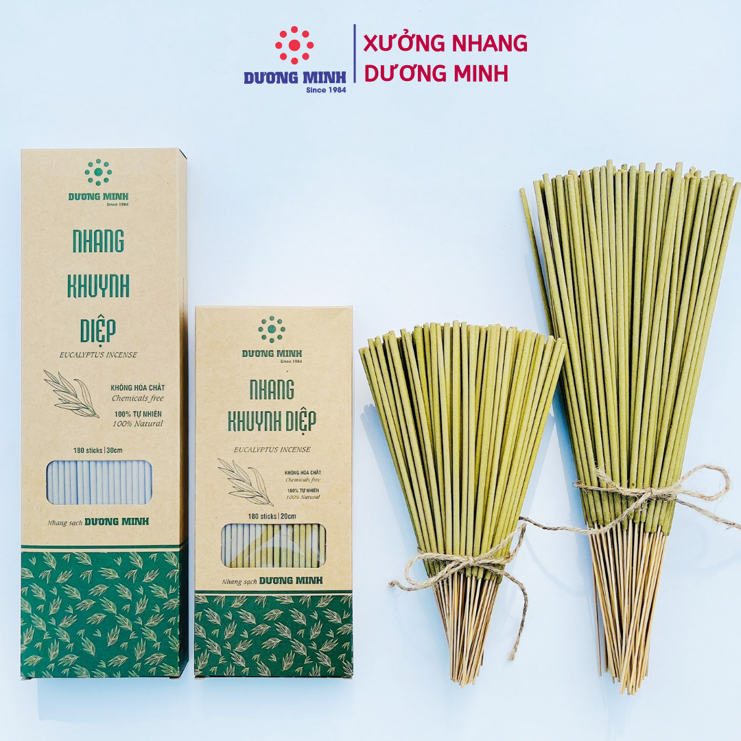 Nhang khuynh diệp xanh tự nhiên - nhang sạch Dương Minh 100% thành phần organic, nhang thơm thắp cúng, đuổi muỗi, xông nhà an toàn