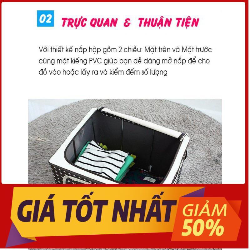 Hộp đựng quần áo chăn màn đa năng thông minh màn túi bằng vải khung thép kim loại gấp xếp gọn size lớn