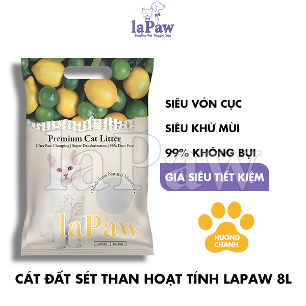 Cát vệ sinh cho mèo laPaw đất sét mix than hoạt tính 8L - Cà phê