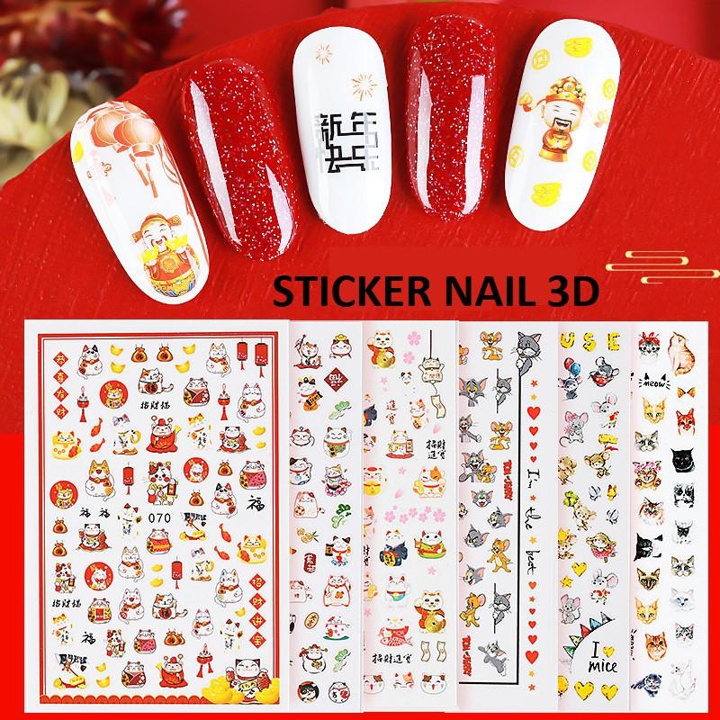Sticker nails Tết 2021 - hình dán móng 3D