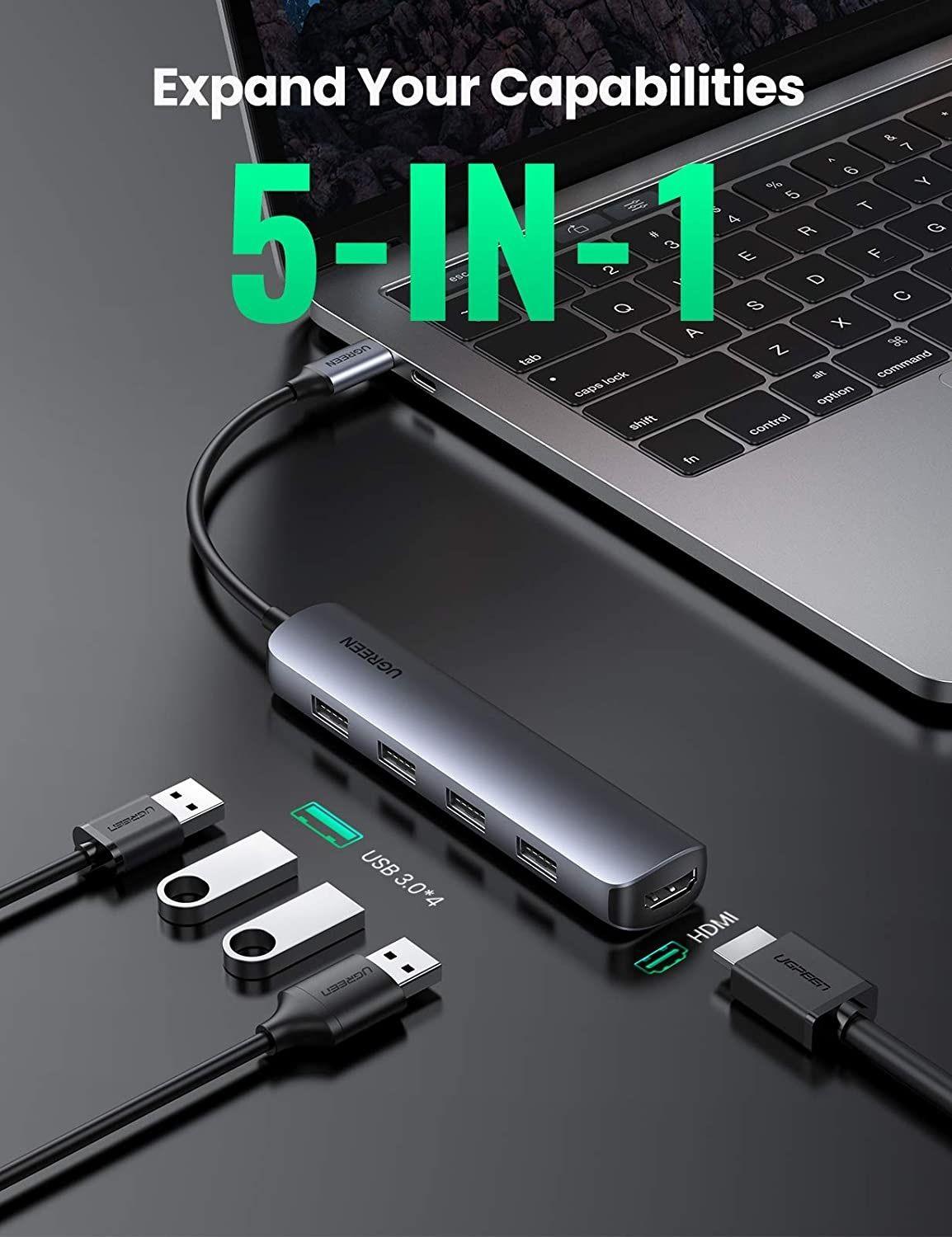 Ugreen UG20197CM417TK 5 trong 1 HDMi 4K 30hz + 4 * USB 3.0 bộ chuyển từ USB Type C - HÀNG CHÍNH HÃNG