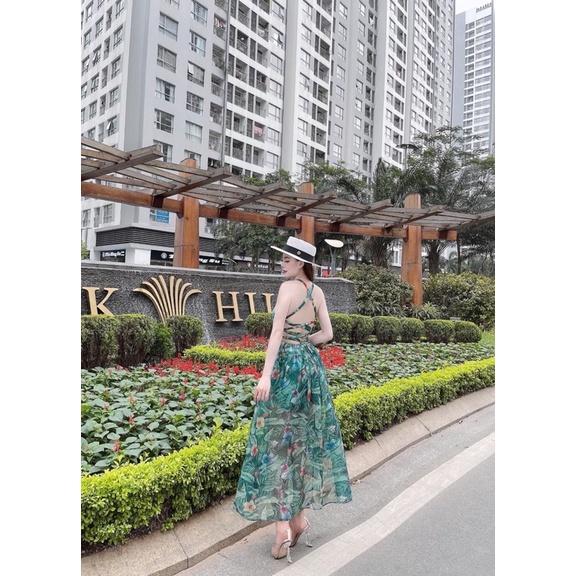 Váy Maxi Hoa Đan Dây Lưng Sexy Có Ảnh Thật Kèm Video