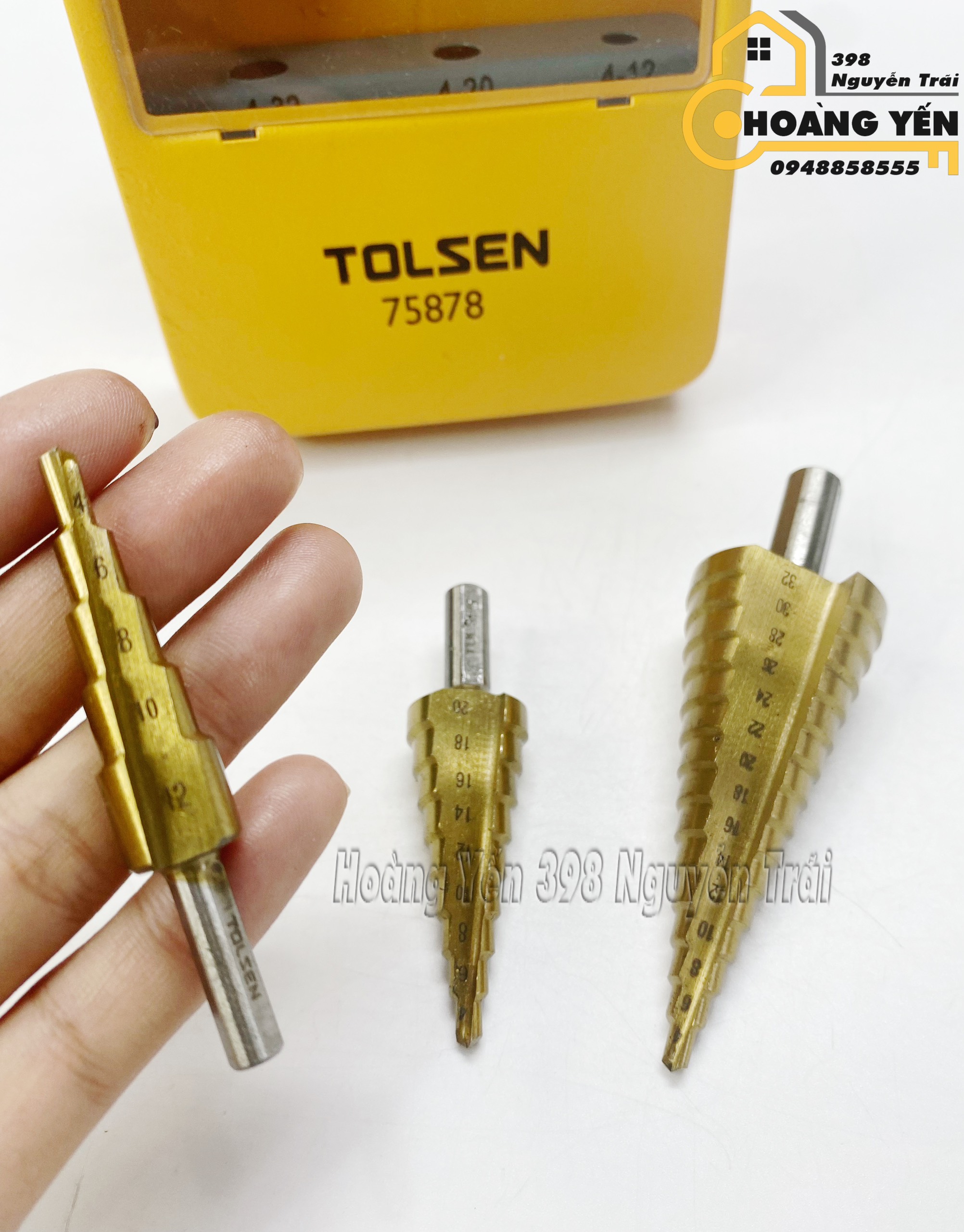 BỘ 3 MŨI KHOAN BƯỚC TITANIUM (Thép tốc độ cao) TOLSEN 75878 BỘ MŨI KHOAN BƯỚC