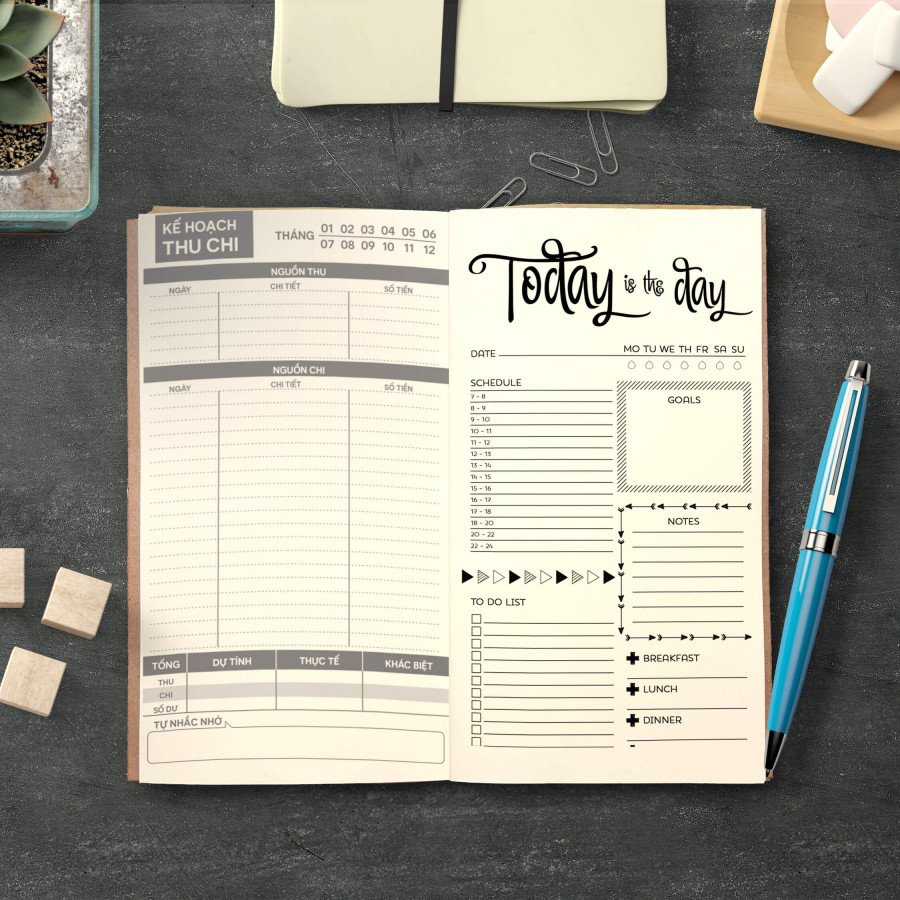 Sổ tay planner MIX gồm Thu Chi - Daily Planner - Nhật ký &quot;Kiếm tiền giữ tiền