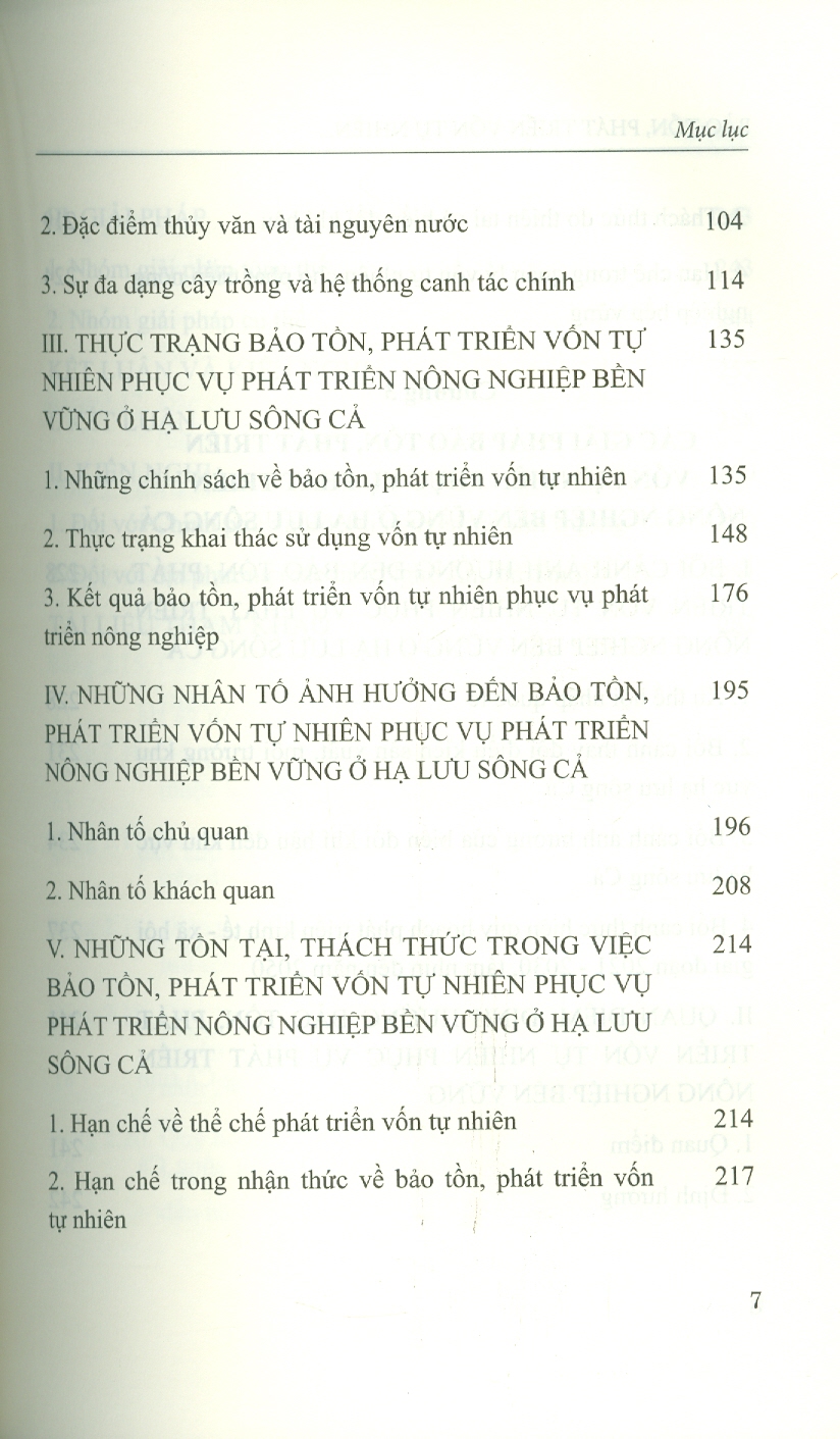 Bảo Tồn, Phát Triển Vốn Tự Nhiên Phục Vụ Phát Triển Nông Nghiệp Bền Vững Ở Hạ Lưu Sông Cả (Sách Chuyên Khảo)