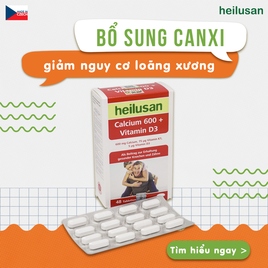 HEILUSAN CALCIUM 600 + VITAMIN D3 – BỔ SUNG CANXI GIÚP XƯƠNG RĂNG CHẮC KHỎE ( HỘP 3 VỈ X 16 VIÊN)