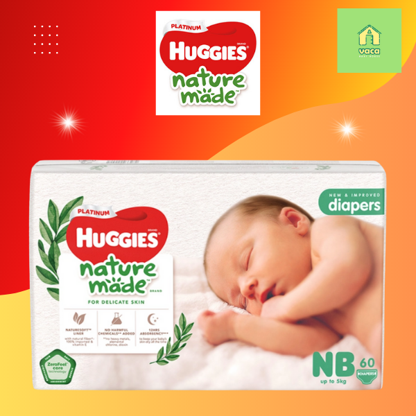 Tã Dán Siêu Cao Cấp Huggies Platinum Naturemade NB60 (60 Miếng)