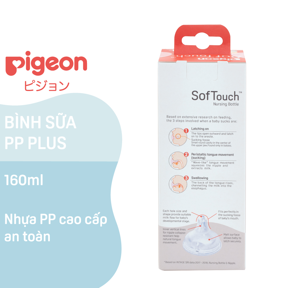 Bình sữa cổ rộng PP Plus Pigeon 160ml/ 240ml/ 330ml