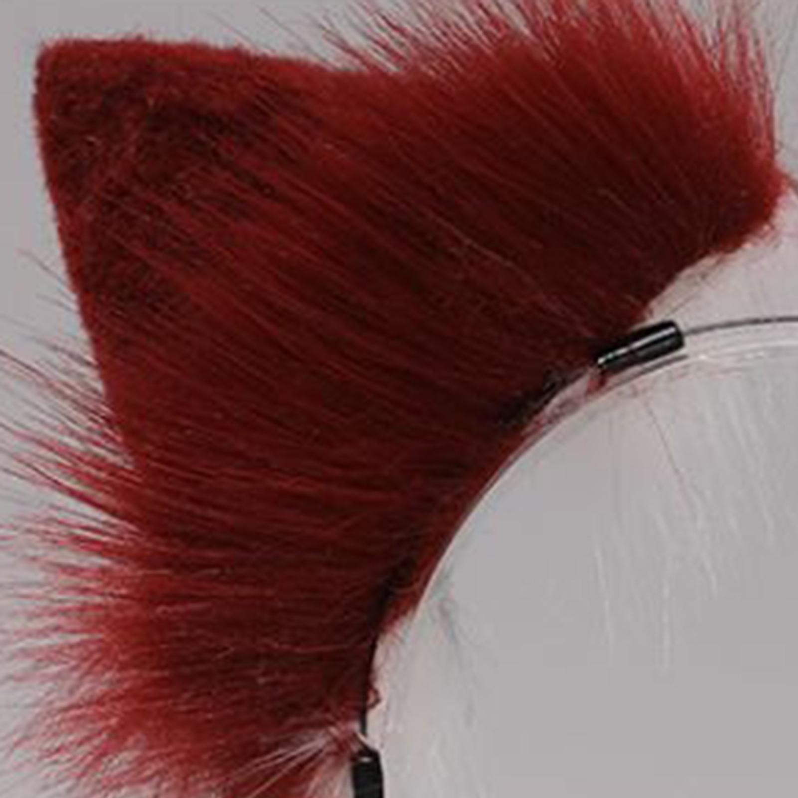 Plush Wolf Ears and Tail Set Lolita Cosplay for Stage Shows Dress up Props