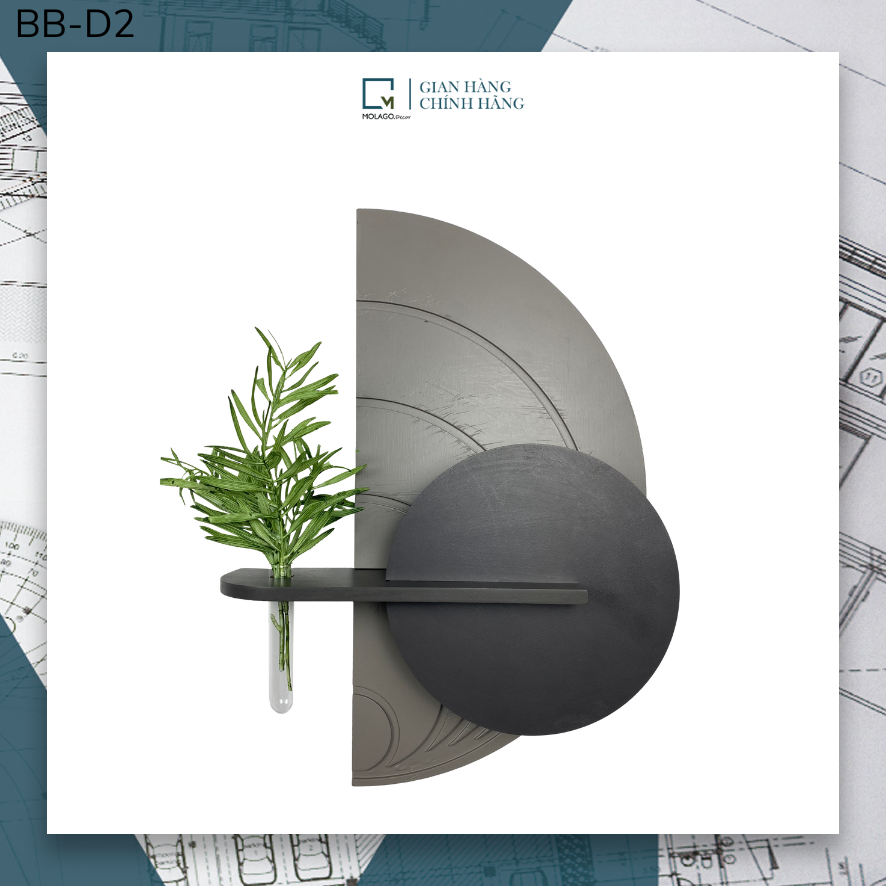 Kệ dán tường bán nguyệt xám decor phòng ngủ giá gỗ kệ dán tường đa năng MOLAGO BB-X