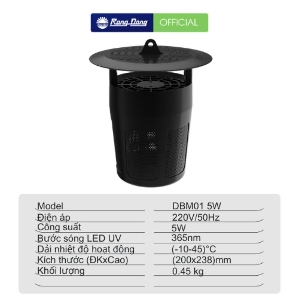 Đèn bắt muỗi Rạng Đông- Công suất 5W không gây tiếng ồn, không tạo mùi khét.  Model DBM01 5W