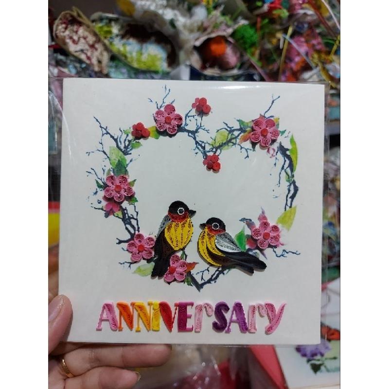 THIỆP QUILLING TRÁI TIM, 15X15CM