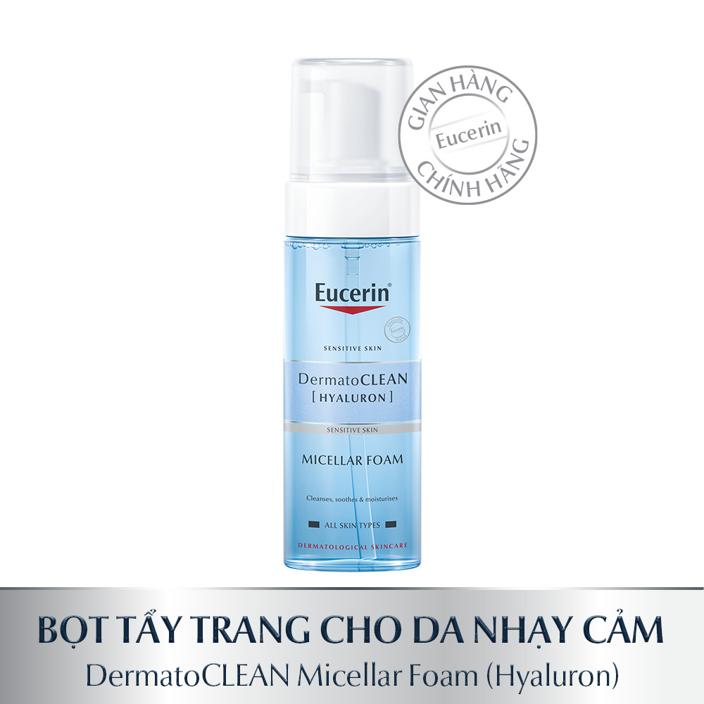 Bọt Tẩy Trang Eucerin Làm Sạch &amp; Dưỡng Ẩm Da Dermato Clean Hyaluron Micellar Foam 150ml